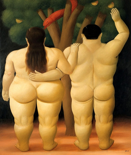 Adam And Eve by Fernando Botero, 1998